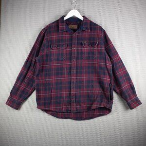 Orvis Cotton Checkered Flannel Thick Mens Button Up XL